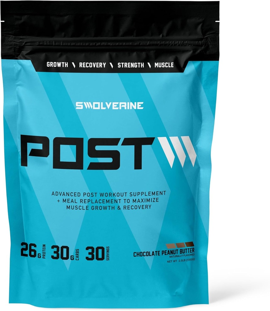 Swolverine post-entraînement Recovery and Muscle Building Formula, Pea Protein Isolate, Pea Starch Carb10, L-Glutamine, eau de coco (Beurre d'arachide chocolaté, 30 portions)