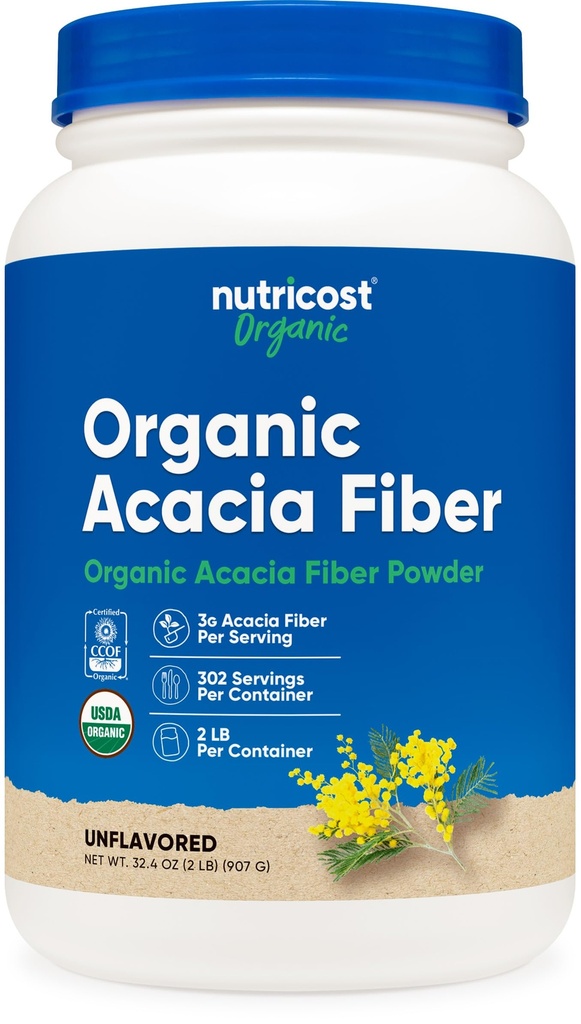 Poudre de fibre biologique d'acacia (2 LB) de Nutricost - certifié USDA biologique, sans OGM, sans gluten