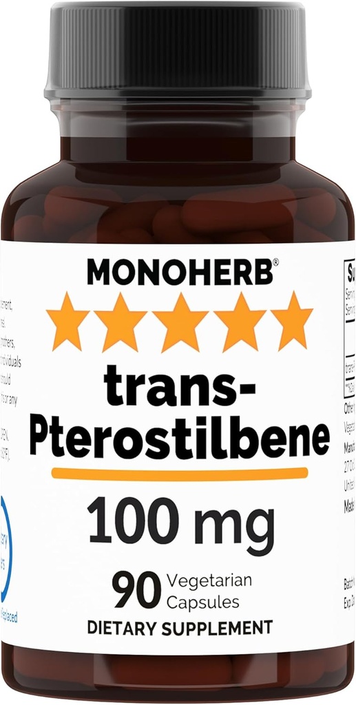 MONOHERB Trans-Pterostilbène 100 mg par gélule - 90 gélules végétariennes