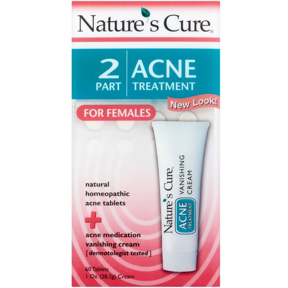 Nature Cure 2 Partie Traitement de l'acné pour les femmes 60 comprimés 1 oz Crème (paquet de 7)