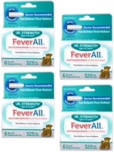 4 Pack FEVERAL JR. ACETAMINOPHEN 325MG Suppositoire 6CT
