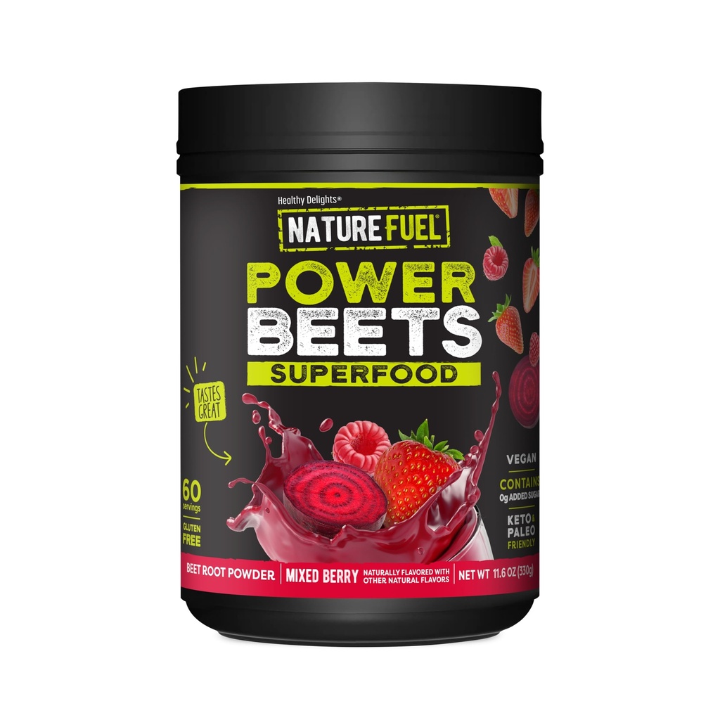 Beets d'alimentation en carburant de la nature en poudre, Delicious Mixed Berry, Supplément super-alimentaire concentré, supporte la circulation, l'énergie naturelle et l'endurance, non-OGM, 60 portions (paquetage mai Vary)