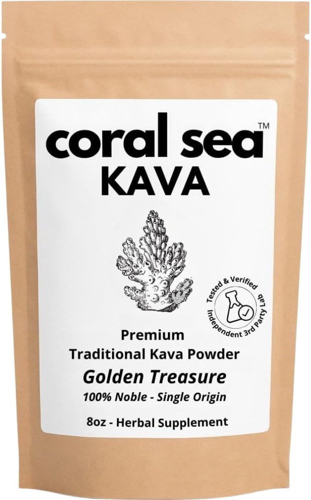 Kava Powder Noble Kava Kava Root Drink Vanuatu Traditional Grind Tea Calming Uplifting Balanced Strong Natural Bitter Flavor Golden Treasure 8oz