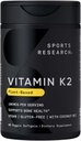 Sport Research® vitamine K2 comme MK-7 100mcg avec huile de noix de coco MCT - 60 softgels veggie (2 mois d'approvisionnement) Vegan certifié, non-OGM vérifié, sans gluten et sans soja