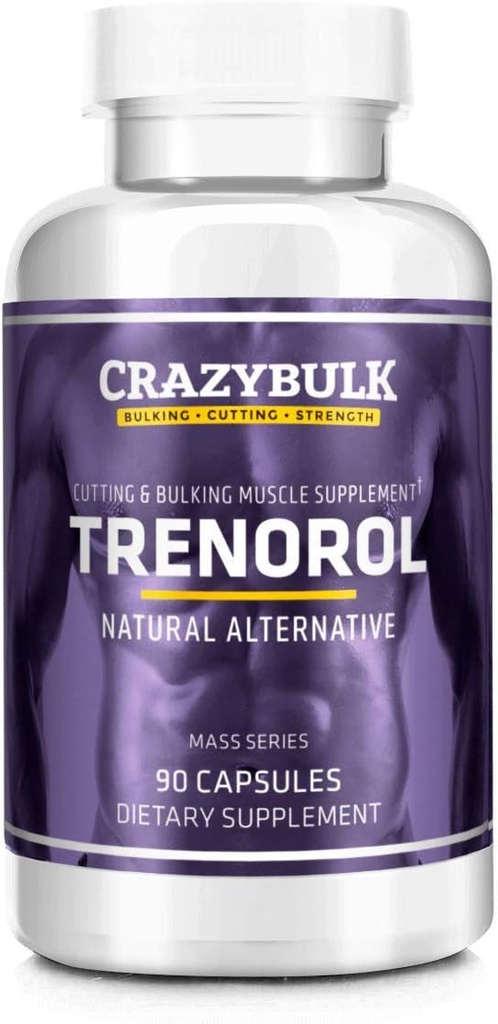Trenorol Supplément de musculation naturelle pour les gains musculaires de masse, les phases de coupe et de grossissement, la résistance et le conditionnement (90 capsules)