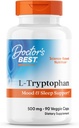 Doctor's Best L-Tryptophan , Helps Sleep, Healthy Mood & Behavior, Non-GMO, Vegan, Gluten & Soy Free, Veggie Caps, Promotes Normal, Healthy Restful Sleep, 90 Count