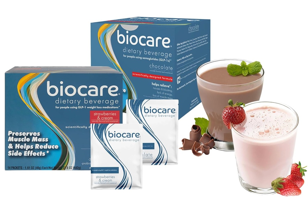 Boissons nutritives pour les utilisateurs de GLP-1, boisson en poudre diététique fournit 20g de protéines essentielles, 26 vitamines/minéraux, aide à atténuer les nausées, Bloating, Constipation, Chocolat et fraise et crème