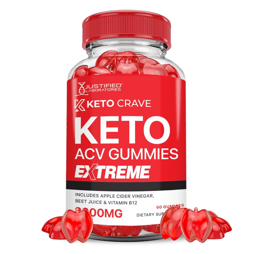 Laboratoires justifiés Keto Crave Keto ACV Gummies Extreme 2000MG Keto Crave Keto Gummies Formule avancée vinaigre de cidre de pomme avec jus de betterave grenade poudre B12 végétalien non OGM 60 Gummys