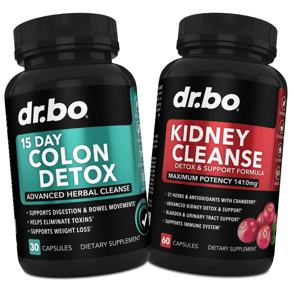 Colon & Rein Cleanse Detox Supplément de soutien - Pilules de nettoyage intestinal de 15 jours et probiotique pour Bloating et mouvement quotidien de Bowel Flush - Aider à soutenir la santé des reins, des vésicules et des urines