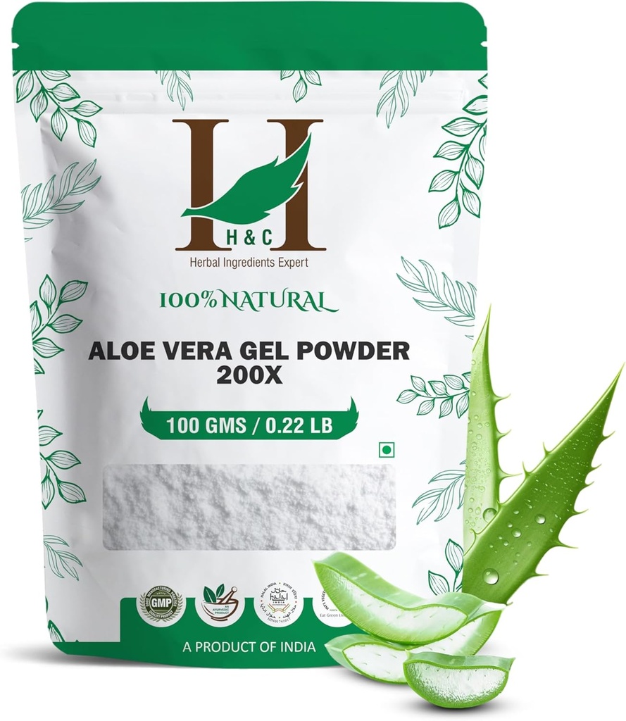 H&C Herbal Ingredients Expert 100% pur Aloe Vera Gel Engrais Poudre 200X 100g.