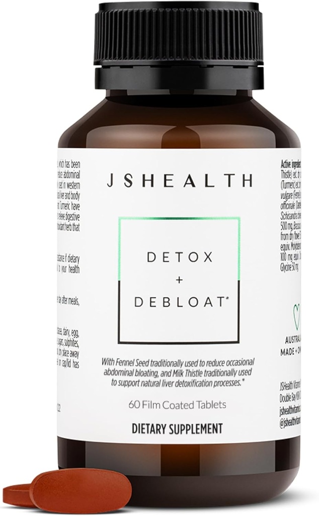 JSHealth Vitamines Detox and Debloat Liver Health Formula - Liver Detox Pills - Formule débloquante avec le chardon, le curcuma, le fenouil - Supplément de nettoyage du foie (60 comprimés)