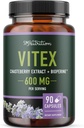 Vitex Chasteberry Supplément 600mg de Agnus Castus pour l'équilibre hormonal des femmes, la ménopause, la régularité menstruelle et l'acné hormonal*