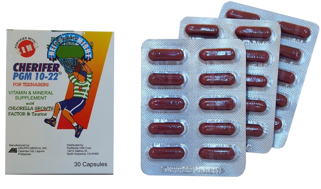 CHERIFER Capsule avec Zinc, Double Chlorella et Taurine PGM 10-22 (30 capsules)