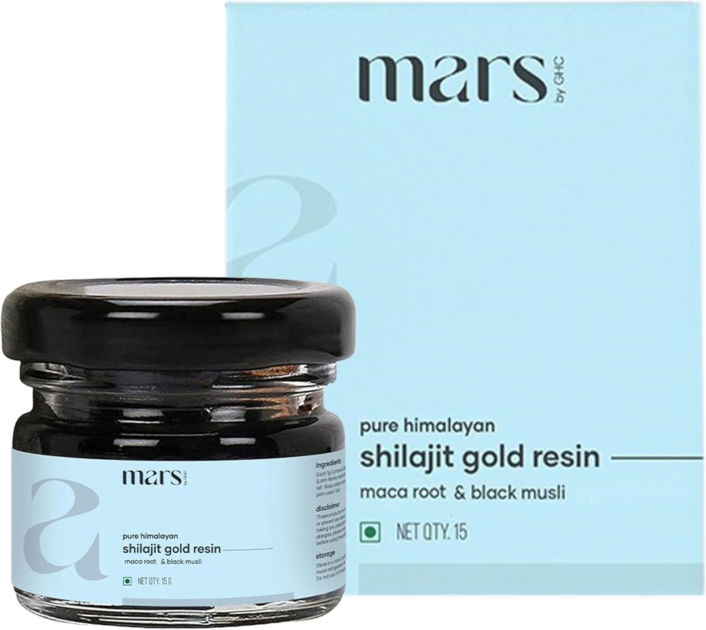 Mars Pure Himalayan Shilajit Or (Résine)=Shilajit biologique de qualité supérieure provenant de l'Himalaya de haute altitude=Energy, Strength & Stamine Booster=Résine pour le bien-être global -15 g (paquet de 1)