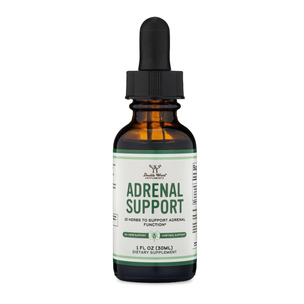 Suppléments de soutien adrénal (Drops liquides) - 10 Adaptogènes organiques pour la fatigue adrénale (Approvisionnement d'un mois) Cortisol Manager pour le soulagement du stress (10 herbes apoptogéniques pour la santé adrénale) par Double Wood