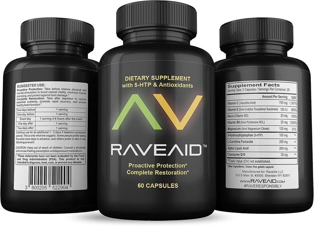 Trusted Since 2011 - Prevent Comedowns, Reduce Jaw Clenching, Neurotoxicity Protection | Party & Rave Recovery Cure & Supplement (60 Capsules)
