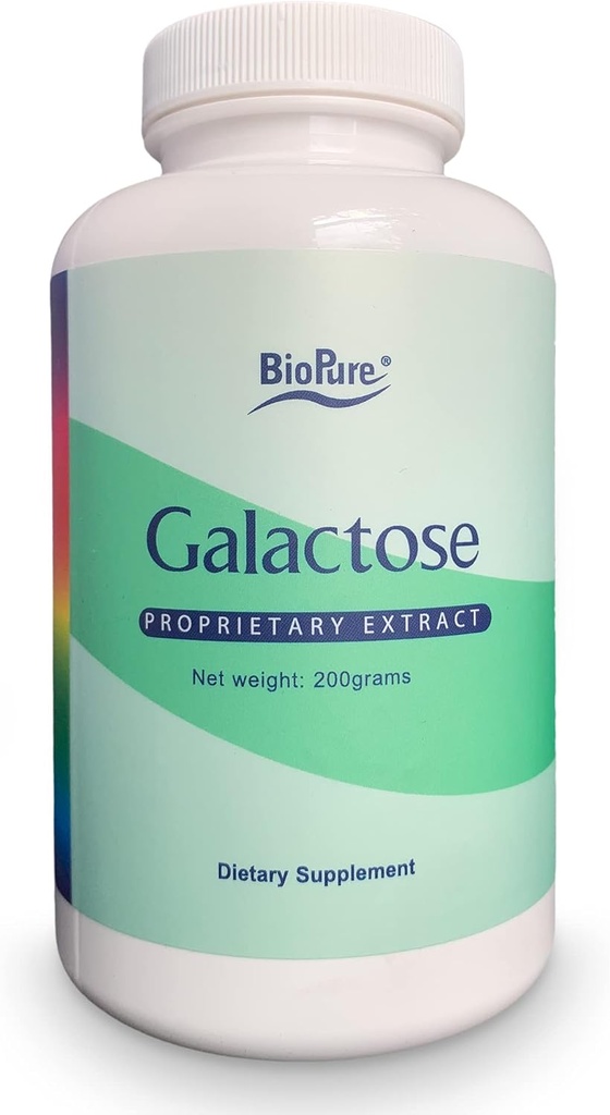 BioPure Galactose – Supplément alimentaire essentiel au monosaccharide de sucre naturel pour soutenir les processus biologiques critiques, le développement cellulaire approprié, la production d'énergie, l'immunité et la santé rénale – 200g