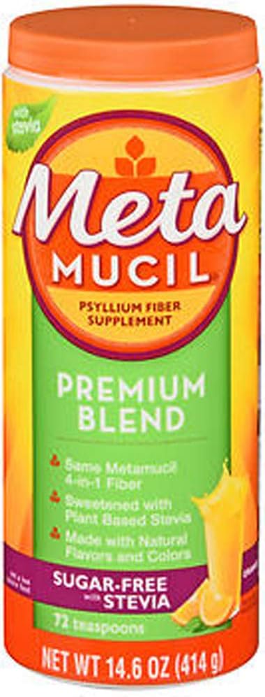 Métamucil Premium Mélange Psyllium Fibre en poudre sans sucre avec Stevia Orange - 14,6 oz