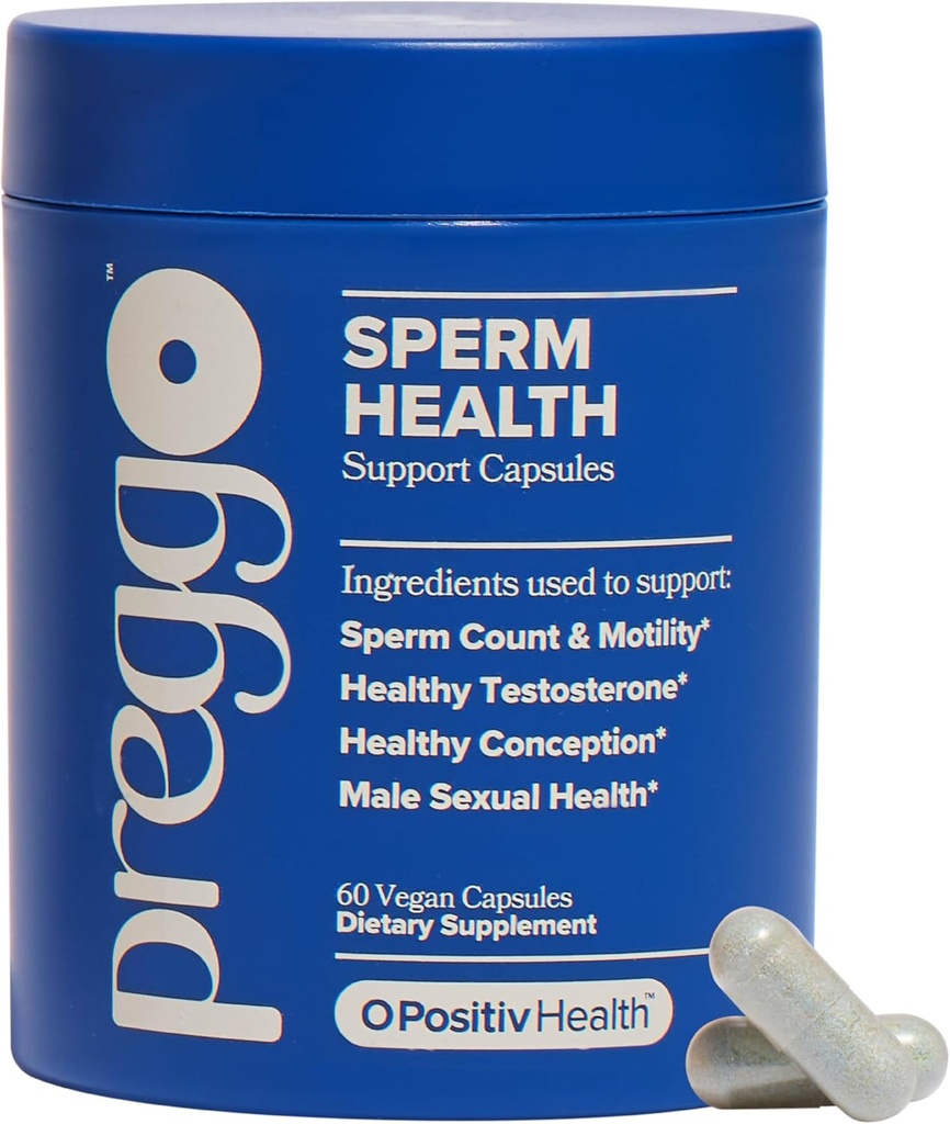 O Positiv Preggo Sperm Capsules santé pour les hommes - OBGYN-formulé pour améliorer le nombre de spermatozoïdes et la motilité avec Tongkat Ali, NAC, acide alpha lipoïque – santé reproductive masculine, 60 comte (paquet de 1)