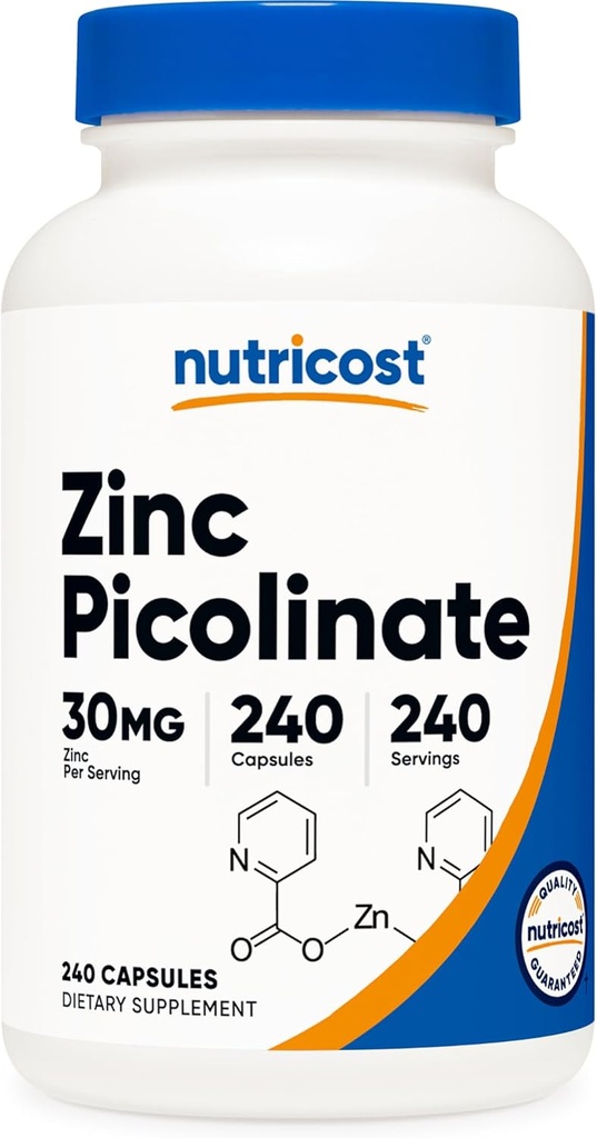 Nutricost Zinc Picolinate 30mg, 240 Capsules - Gluten Free and Non-GMO