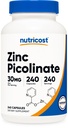Nutricost Zinc Picolinate 30mg, 240 Capsules - Sans gluten et sans OGM
