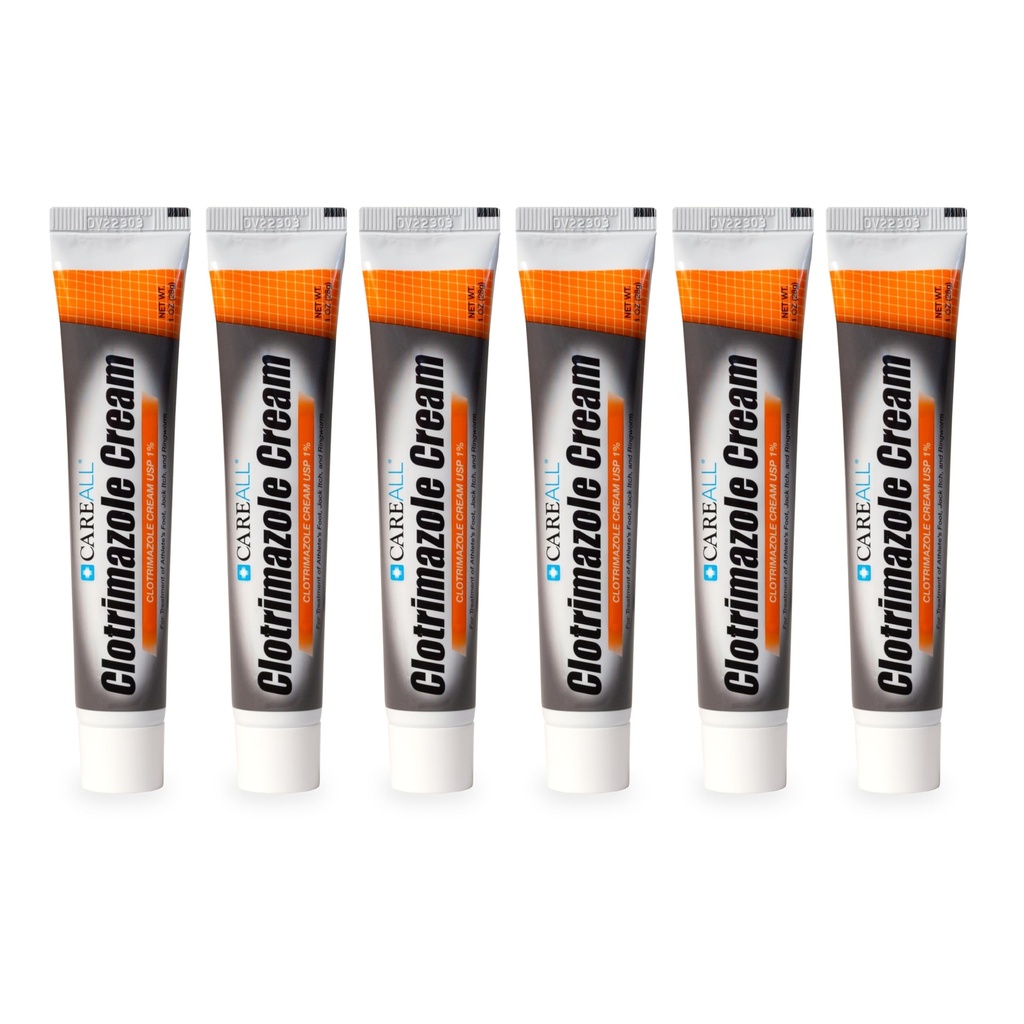 CareAll Clotrimazole Crème Antifongique 1% USP 1.0 oz. (6 Pack), Cures La plupart des athlètes Foot, Jock Ditch et Ringworm, Sooths et Soulage les démangeaisons, brûlures et cracking de ces conditions