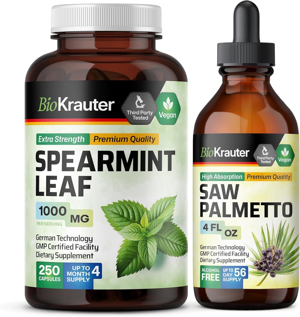 BIO KRAUTER Spearmint 250 Capsules & Saw Palmetto Teinture 4 Fl. Oz.