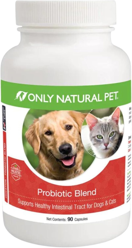 Uniquement supplément naturel de chien probiotique et de chat - Formule enzymatique pour la santé de pièges digestifs et intestinal, soutien digestif pour chiots et canines, meilleur pour le soulagement de l'estomac et l'aide au gaz - 90 capsules.
