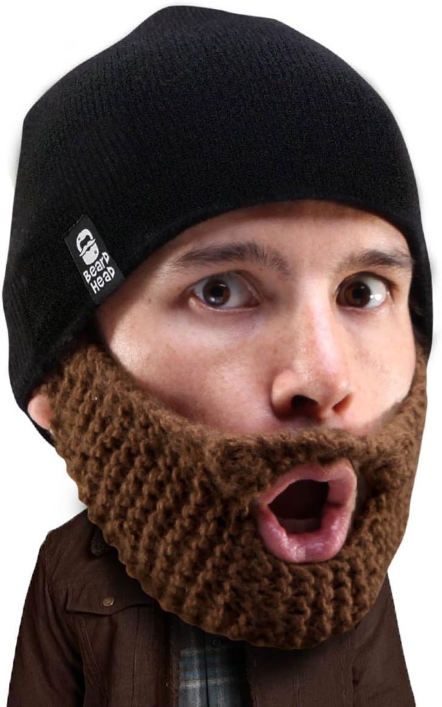 Beard Head Stubble Populous Beard Beanie - Original Handmade Knit Hat and Removable Beard