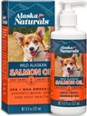 Alaska Naturals Wild Alaskan Salmon Fish Oil Supplement for Dogs Peau and Coat with EPA DHA Omega 3 Fatty Acides Liquid Food Topper 8 oz. Pompe