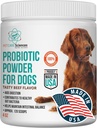 Environ 120 portions de poudre probiotique de chien - Supplément probiotique et enzymes digestives et soutien digestif de chien - Fabriqué aux États-Unis