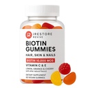 iRestore Biotin Gummies 10 000 mcg - 3 arômes de fruits naturels, Vitamines capillaires Multi Supplément pour la peau et les ongles de cheveux pour les femmes et les hommes, 60 Gommies végétaliens, 30 jours d'approvisionnement