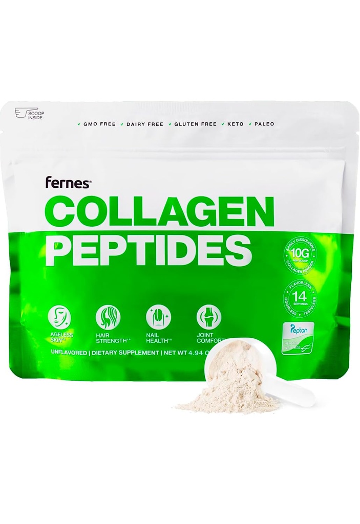 Supplément de peptides de collagène hydrolysé pour les femmes et les hommes - Soutien des articulations, des cheveux, de la peau et des ongles - Gazon de type I et III - Keto, Paléo - 14 portions, 4,9 oz, poudre non aromatisée