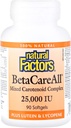 Facteurs naturels, BetaCareToutes les 25 000 UI, vitamine A pour une peau saine, la vision et la fonction immunitaire, 90 softgels