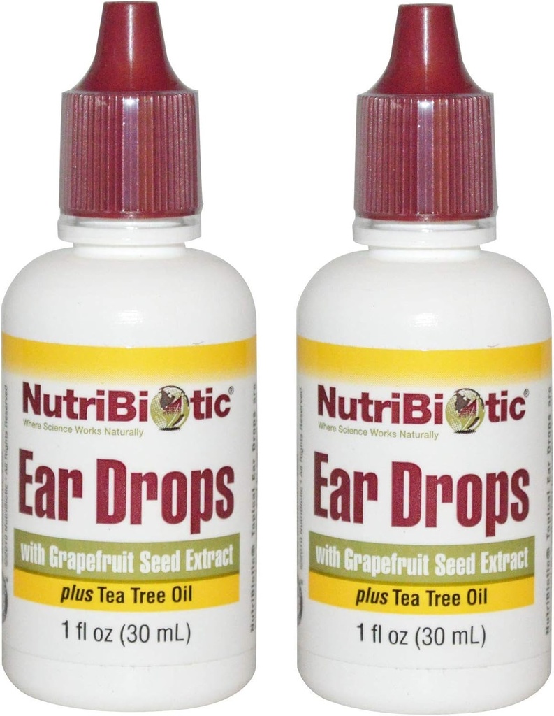 NutriBiotique gouttes d'oreille avec extrait de graines de pamplemousse et huile d'arbre de thé (paquet de 2), 1 Oz Chaque