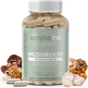Simpleme Multi-Mushroom Supplement - Complexe pour le cerveau, le soutien immunitaire, Nootropics - Mix performance avec Lions Mane, Turkey Tail, Reishi, Cordyceps, Chaga, Maitake, Shiitake et plus - 60 capsules