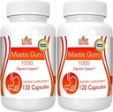 Capsules de Gum mastic - Supplément Gastro-intestinal naturel, 1000mg par portion - 120 Capsules (2 bouteilles)