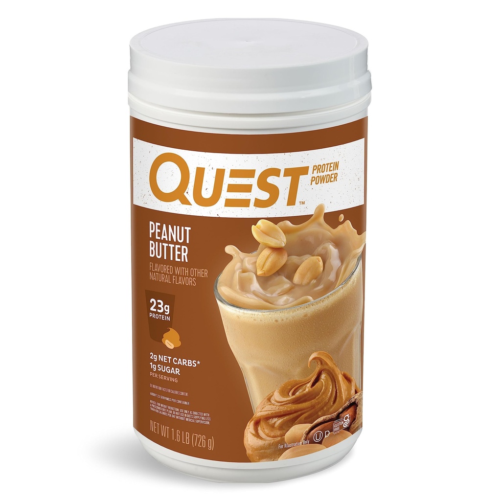 Quest Nutrition Beurre d'arachide poudre de protéines, 23g de protéines, 1g de sucre, faible teneur en glucides, sans gluten, 1,6 livre, 23 portions