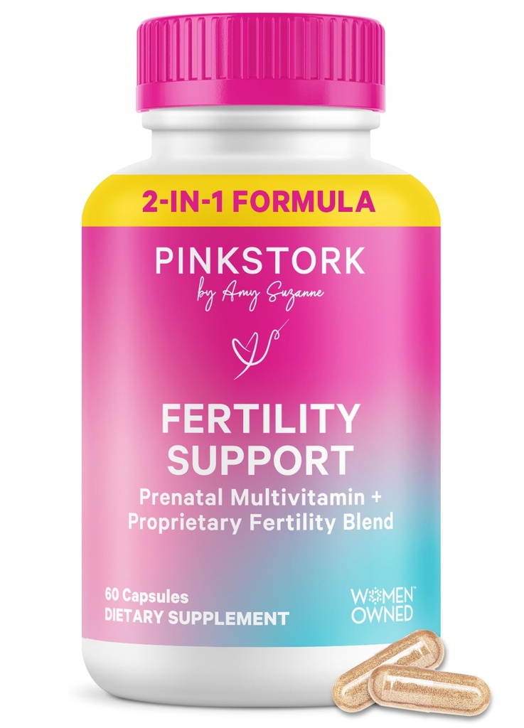Suppléments Fécondité Pink Stork pour les femmes: 2-en-1 Soutien à la conception avec Inositol, Vitex et Vitamines