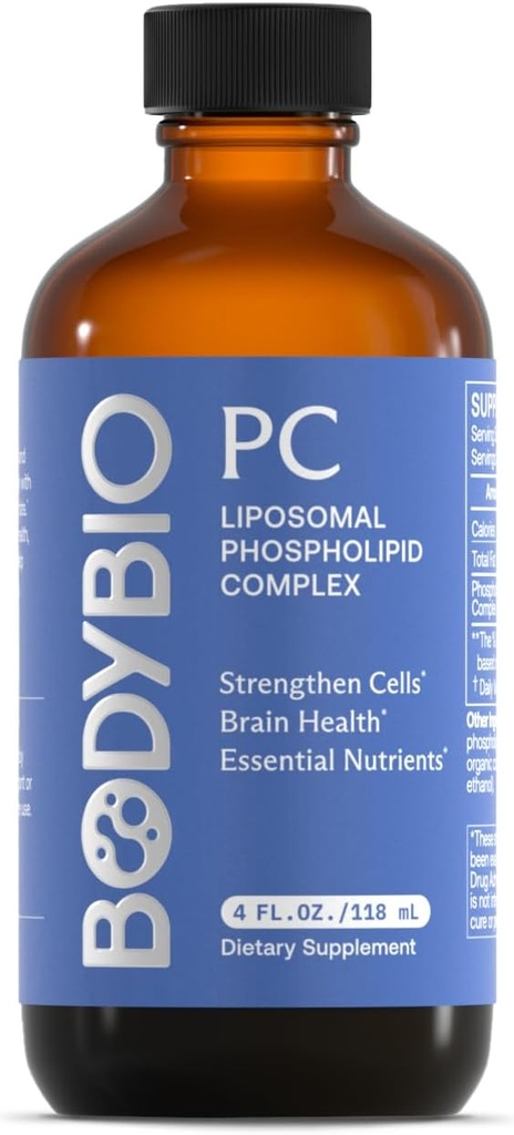 BodyBio PC - Phosphatidylcholine pour la santé du cerveau, la clarté mentale, la fonction cognitive, la réparation cellulaire et le vieillissement en santé, supplément complexe de phospholipides pour désintoxication quotidienne douce