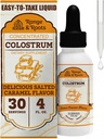 Gamme & Racines Supplément Colostrum - Bovin liquide Colostrum - Alternative à la poudre de colostrum - Soutien Gut santé, immunité, énergie - Cheveux sains, peau et ongles - Arôme caramel salé (30 portions)