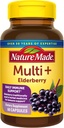 Nature faite Multi + Capsules de Elderberry, Multivitamine pour les femmes et les hommes Soutien immunitaire quotidien, Femmes, Une par jour Vitamines femmes, 60 Compte, Brun, Pack de 1, (HL000220)