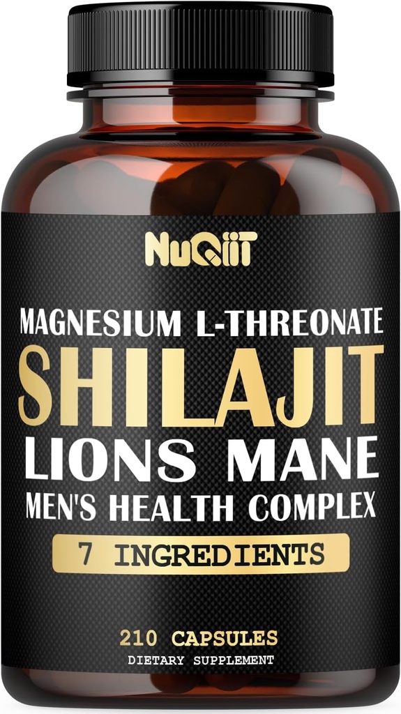 Magnésium avec Lions Mane, Shilajit Capsules et Male's Health Complex comme Ashwagandha, Maca Root & More - 210 Capsules