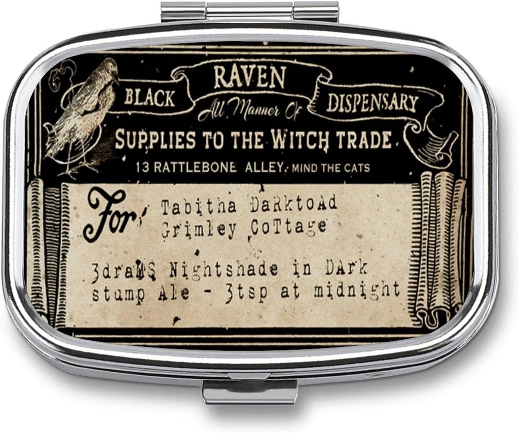 Metal 2 Compartiment Pill Organizer Travel Friendly Portable Compact Pill Box Cute Pill Case pour contenir des vitamines/huile de poisson/compléments/médecine/comprimé pour la purse/pochette (Étiquette d'entretien)