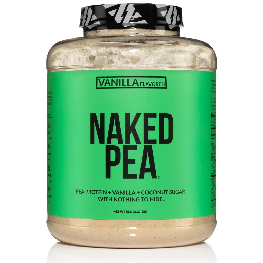 NAKED Pea - Vanilla Pea Protein - Pea Protein Isolate from North American Farms - 5lb en vrac, à base végétale, végétalien et végétalien. Facile à digérer, sans OGM, sans gluten, sans lactose, sans soja