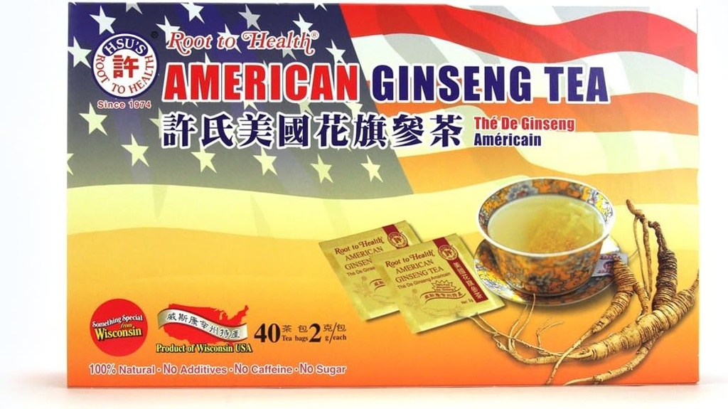 Hsu's SKU 1038 American Ginseng sachets de thé 40 ct Box