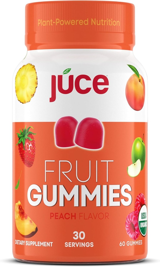 Gummies de jus de fruits avec parfum de pêche - Gummies Superfood Délices pour une santé optimale Par Terra Kai Organics