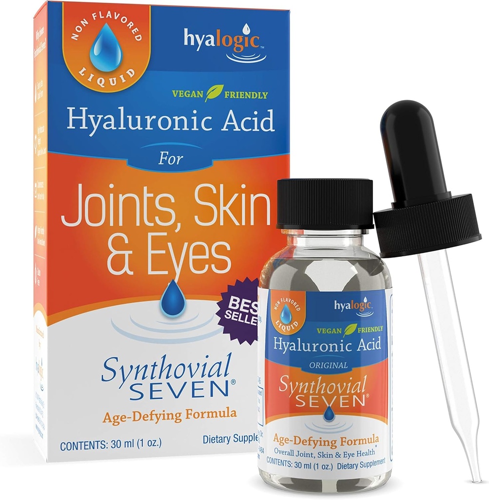 Hyalogic Synthovial Seven Hyaluronique Acid Liquid - HA Joint Support - Vegan - 1 oz