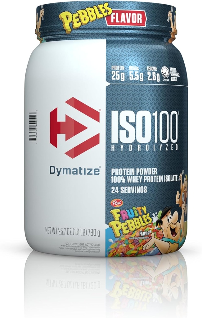 Dymatize ISO100 Hydrolyzed 100 Whey Protein Isolate Fruity Pebbles (1.6 Lbs. / 24 Servings)