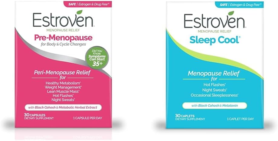 Estroven Menopause Relief Bundle with Pre-Menopause 30 Ct and Sleep Cool 30 Ct